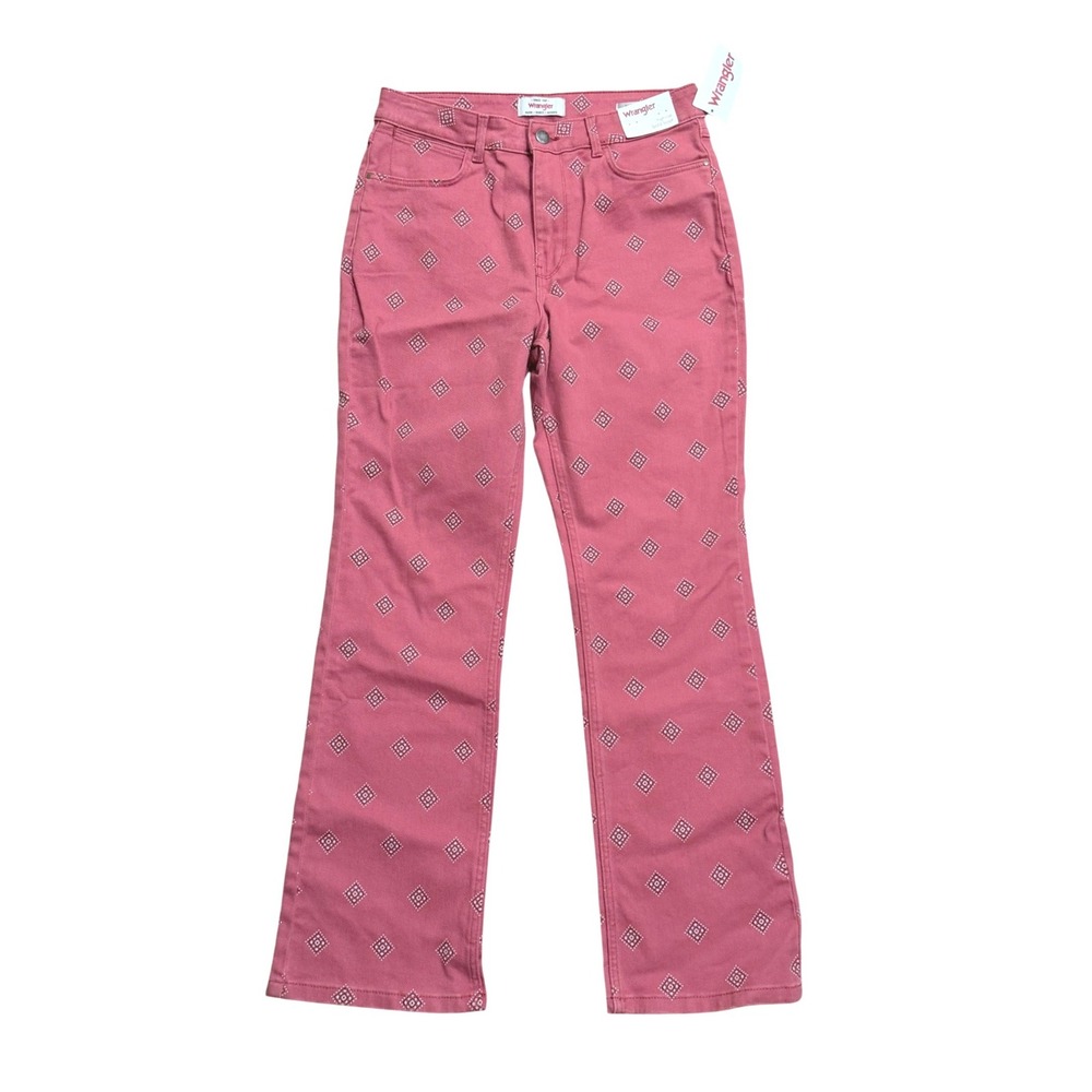 Wrangler Womens 10 x 30 High Rise Bold Boot Jeans Red Diamond Print NEW Country